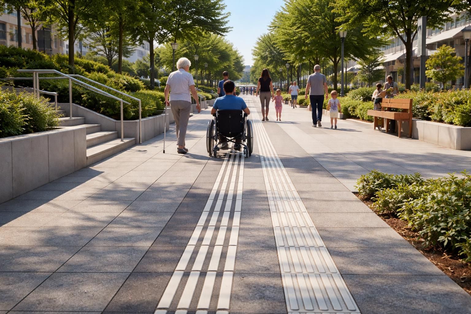 découvrez comment les bandes de guidage pmr extérieures améliorent l'accessibilité et facilitent le déplacement des personnes à mobilité réduite en toute sécurité.